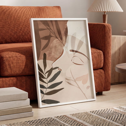 Quiet Botanical Profile, beige, brown, white nature wall art displayed in a styled interior, gallery view 6