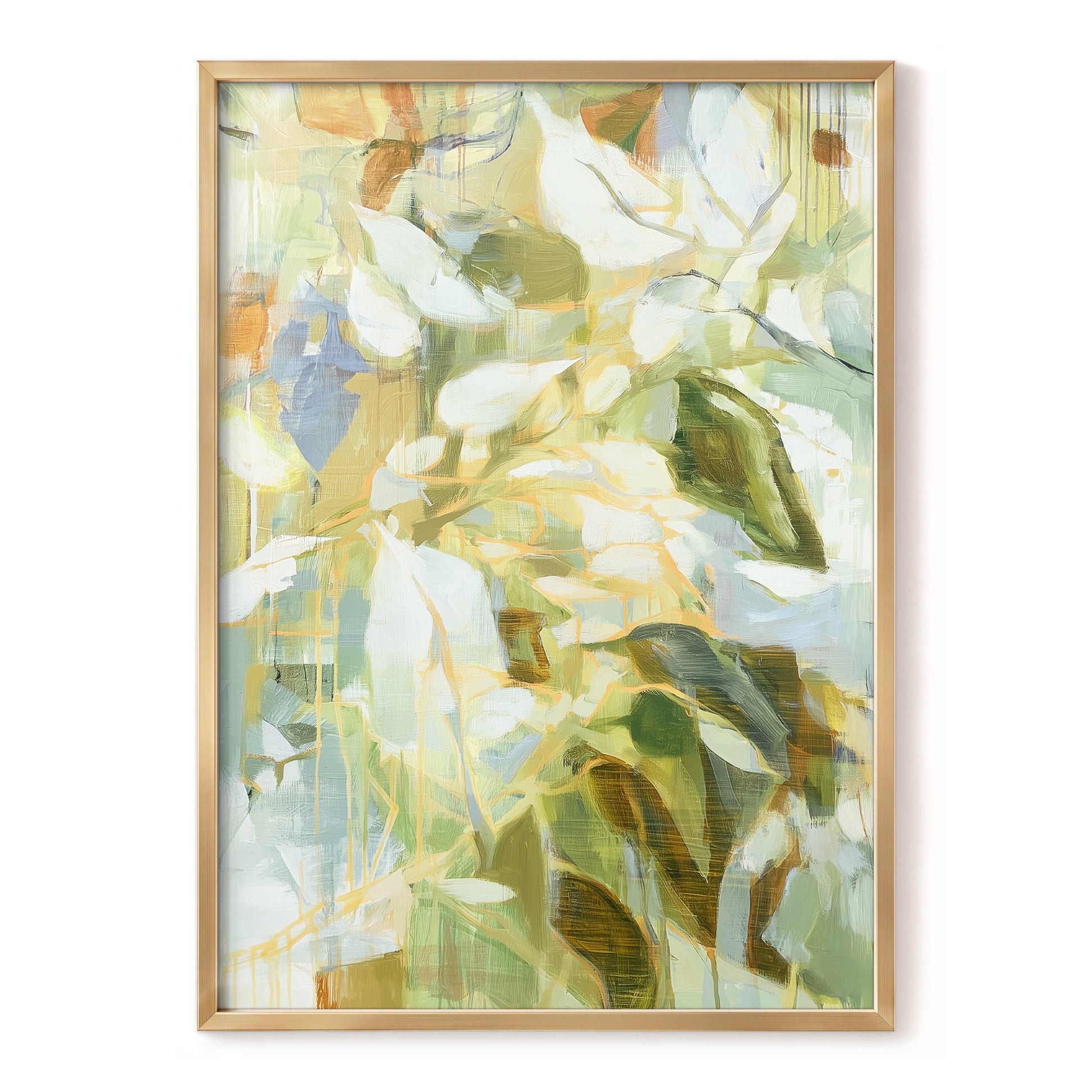 Quiet Canopy, green, beige, white nature wall art, front artwork view