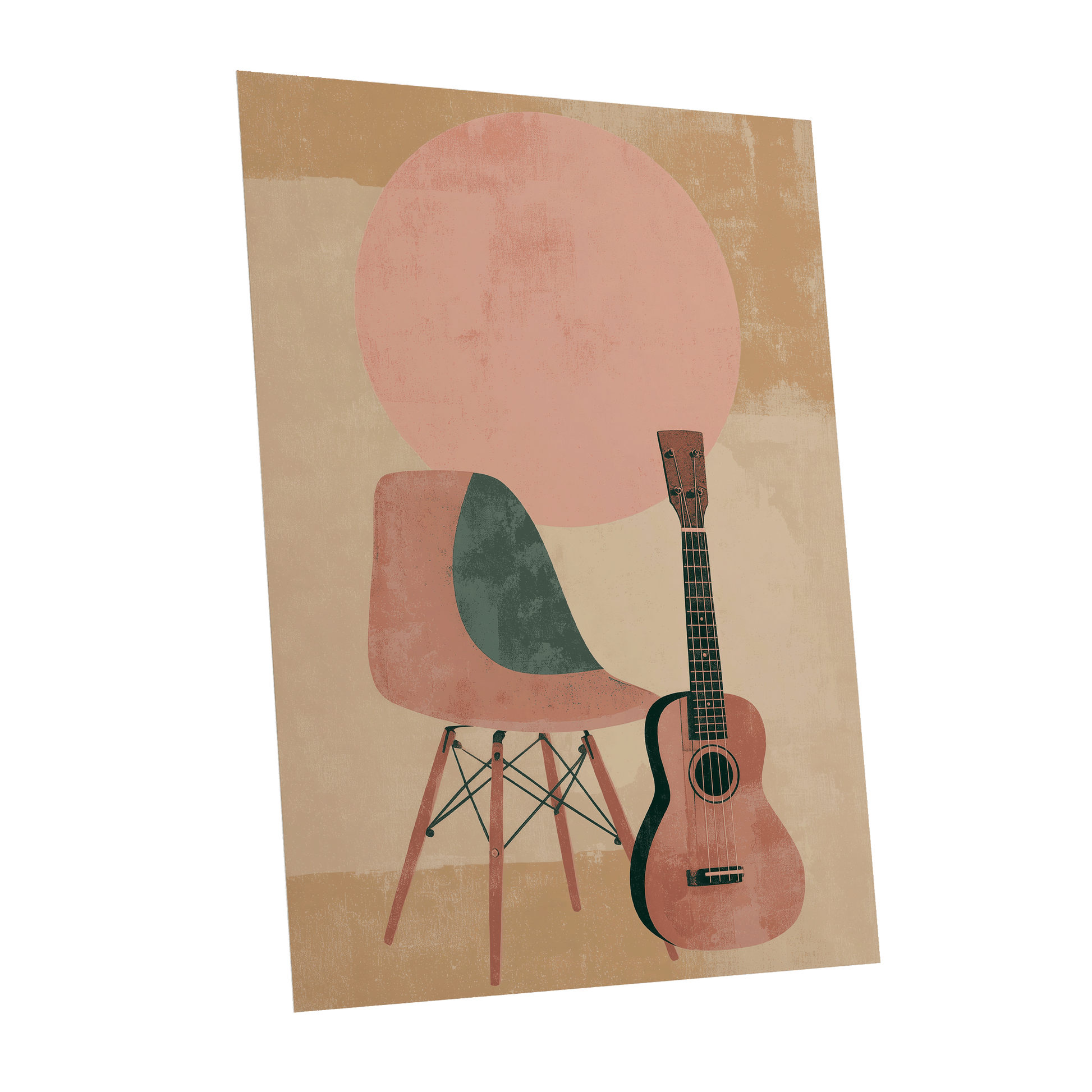 Quiet Chords, black, green, beige minimalist wall art shown as a unframed poster wall art print
