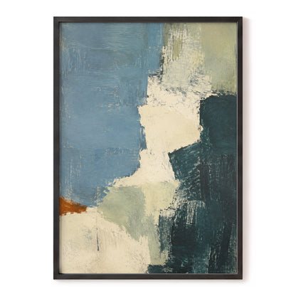 Quiet Colourfields, blue, green, beige abstract wall art, front artwork view