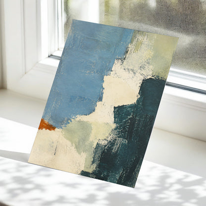 Quiet Colourfields, blue, green, beige abstract wall art displayed in a styled interior, gallery view 5