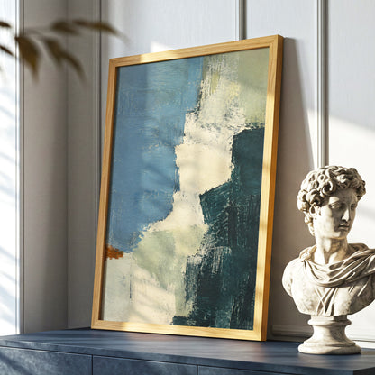 Quiet Colourfields, blue, green, beige abstract wall art displayed in a styled interior, gallery view 9