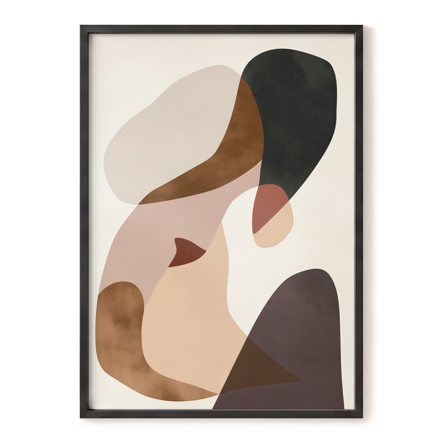 Quiet Confluence, black, beige, brown abstract wall art, front artwork view
