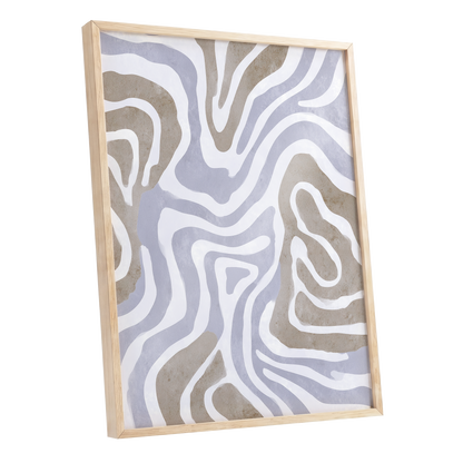 Quiet Contour Drift, white, gray, beige abstract wall art shown as a oak framed poster wall art print
