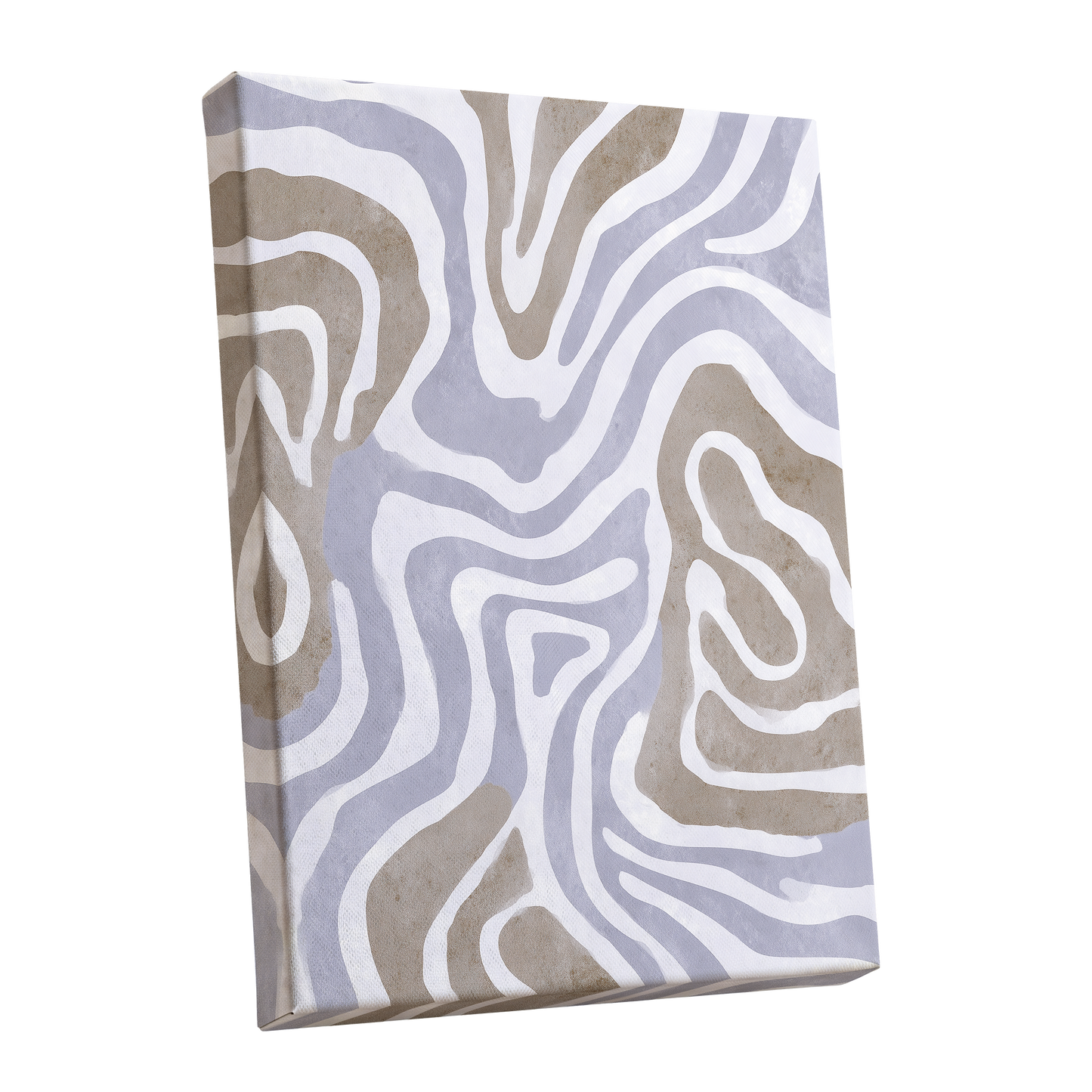 Quiet Contour Drift, white, gray, beige abstract wall art shown as a stretched canvas wall art