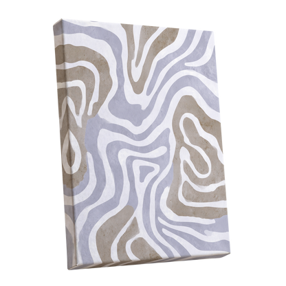 Quiet Contour Drift, white, gray, beige abstract wall art shown as a stretched canvas wall art