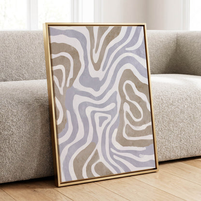 Quiet Contour Drift, white, gray, beige abstract wall art displayed in a styled interior, gallery view 4