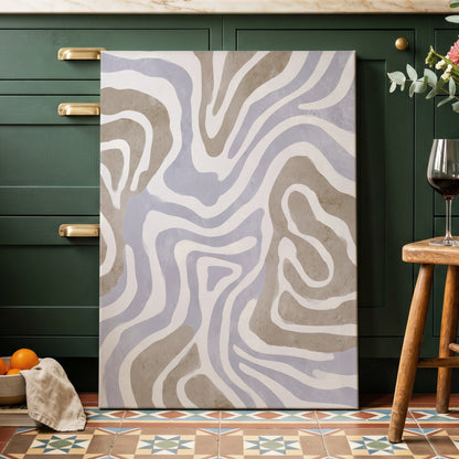 Quiet Contour Drift, white, gray, beige abstract wall art displayed in a styled interior, gallery view 7