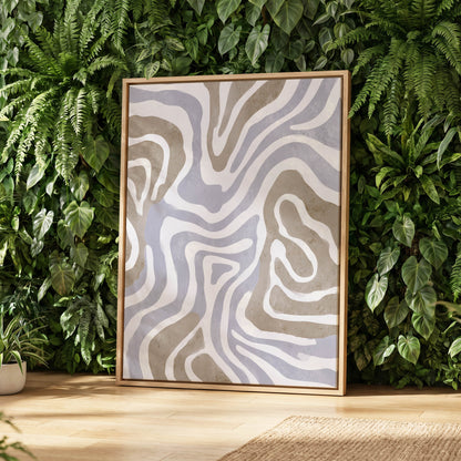 Quiet Contour Drift, white, gray, beige abstract wall art displayed in a styled interior, gallery view 8