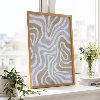 Quiet Contour Drift, white, gray, beige abstract wall art displayed in a styled interior, gallery view 9