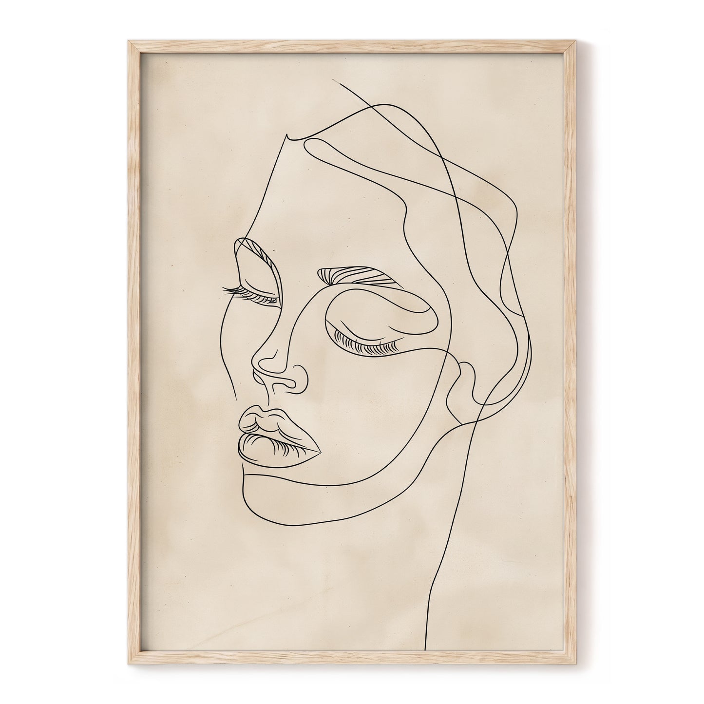 Quiet Contour, black, beige minimalist wall art, front artwork view
