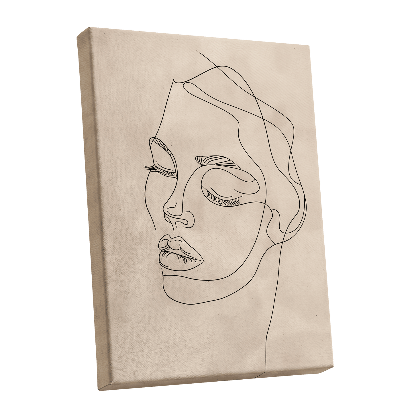 Quiet Contour, black, beige minimalist wall art shown as a stretched canvas wall art