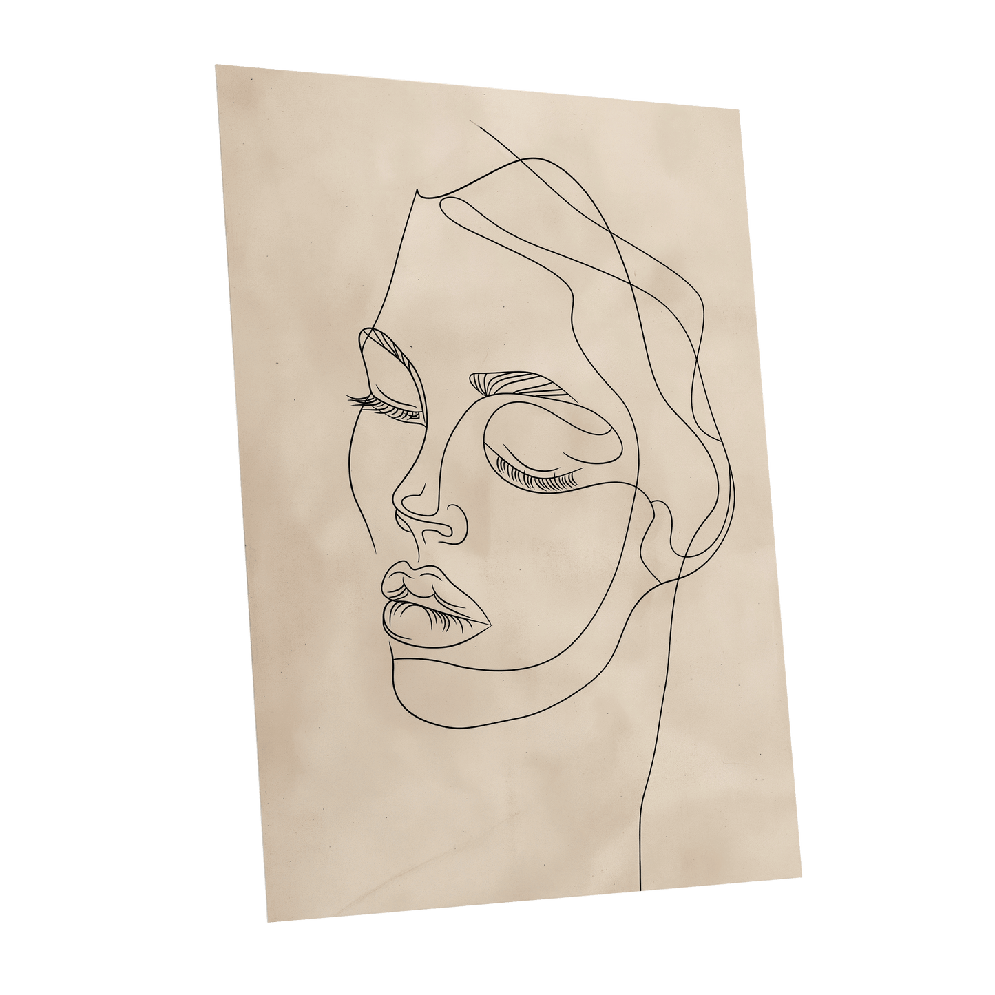 Quiet Contour, black, beige minimalist wall art shown as a unframed poster wall art print