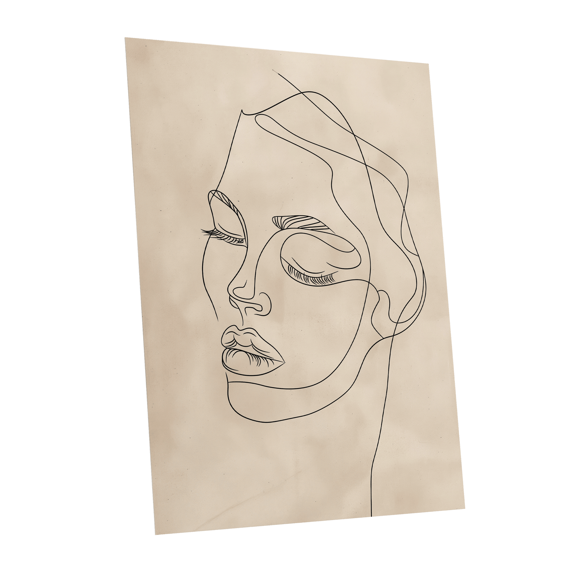 Quiet Contour, black, beige minimalist wall art shown as a unframed poster wall art print