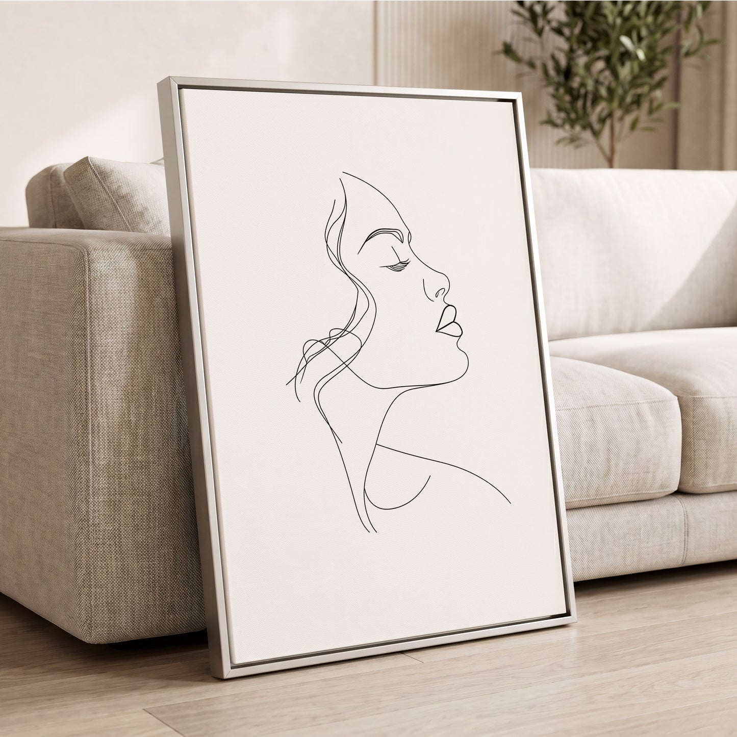 Quiet Contour, black, white minimalist wall art displayed in a styled interior, gallery view 2