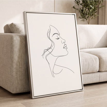 Quiet Contour, black, white minimalist wall art displayed in a styled interior, gallery view 2