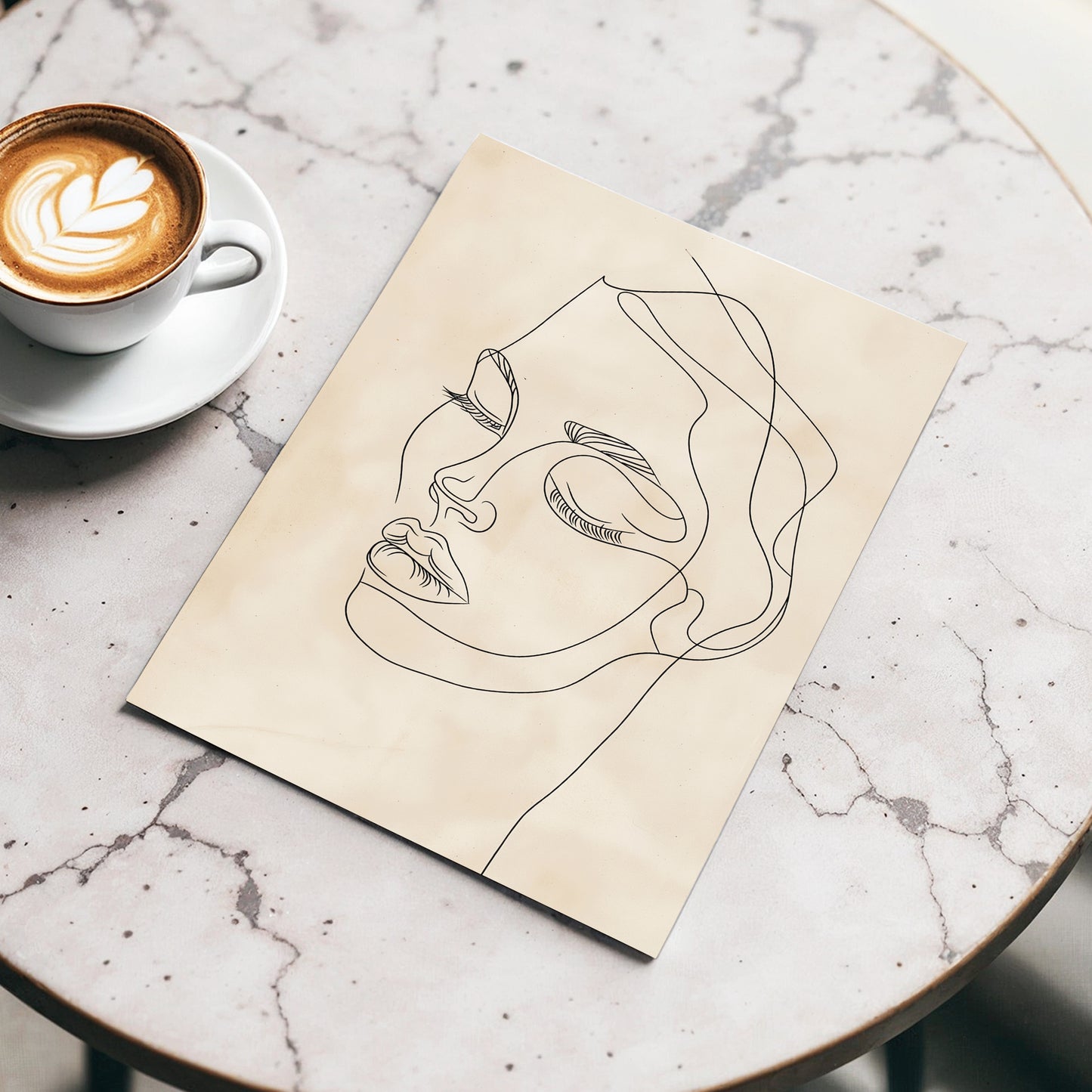 Quiet Contour, black, beige minimalist wall art displayed in a styled interior, gallery view 3