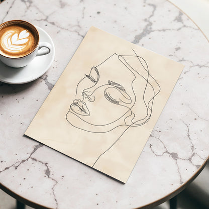 Quiet Contour, black, beige minimalist wall art displayed in a styled interior, gallery view 3