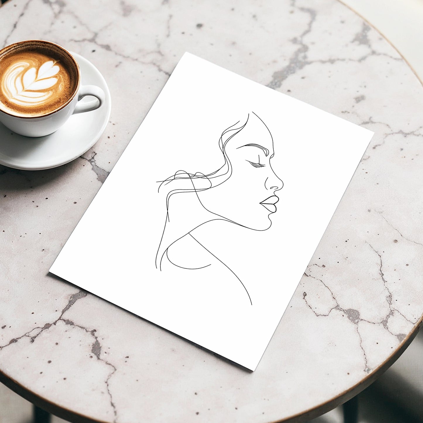 Quiet Contour, black, white minimalist wall art displayed in a styled interior, gallery view 3