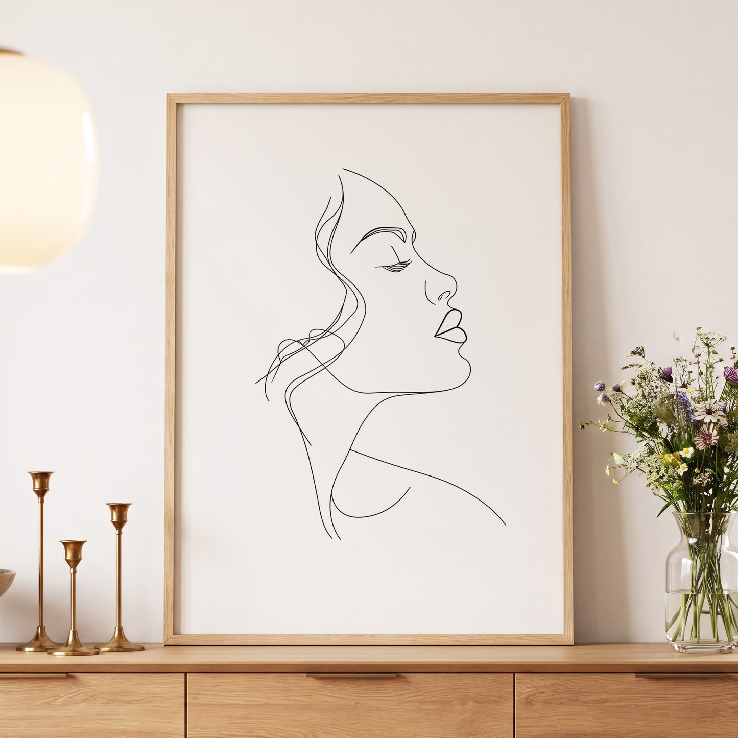 Quiet Contour, black, white minimalist wall art displayed in a styled interior, gallery view 5