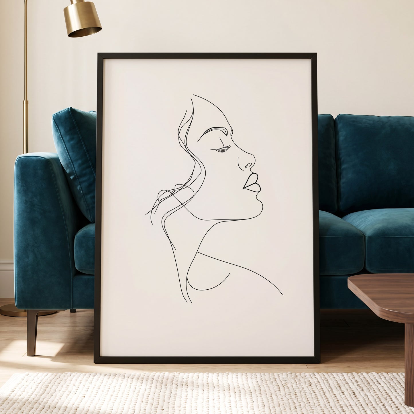 Quiet Contour, black, white minimalist wall art displayed in a styled interior, gallery view 6