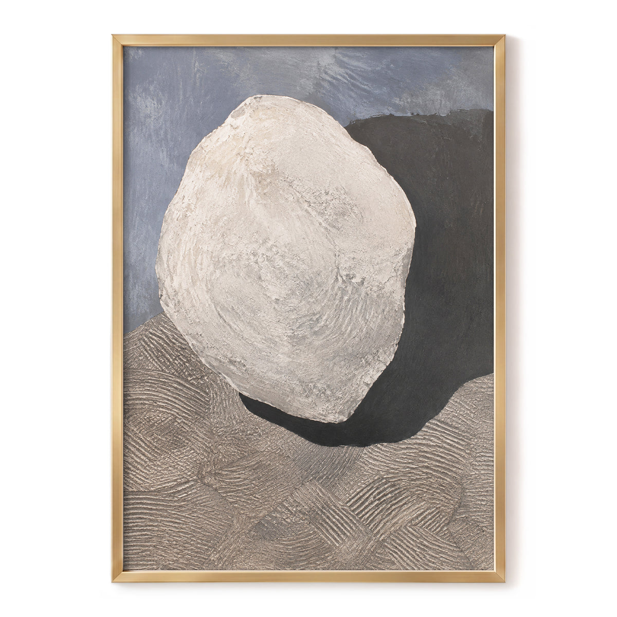 Quiet Contours, beige, gray, black abstract wall art, front artwork view