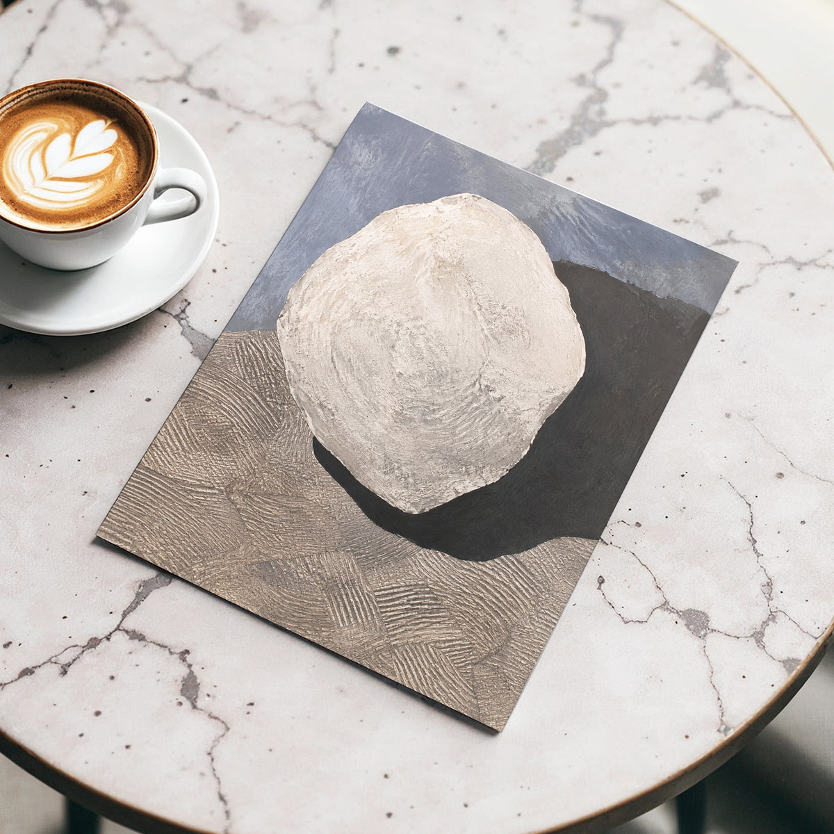 Quiet Contours, beige, gray, black abstract wall art displayed in a styled interior, gallery view 5