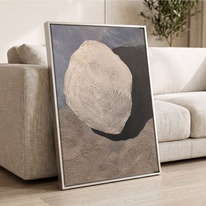 Quiet Contours, beige, gray, black abstract wall art displayed in a styled interior, gallery view 8