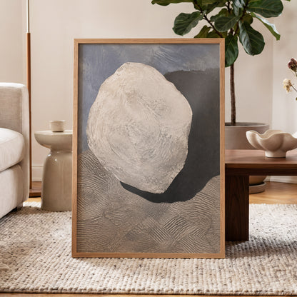 Quiet Contours, beige, gray, black abstract wall art displayed in a styled interior, gallery view 9