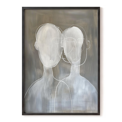 Quiet Convergence, gray, white minimalist wall art, front artwork view