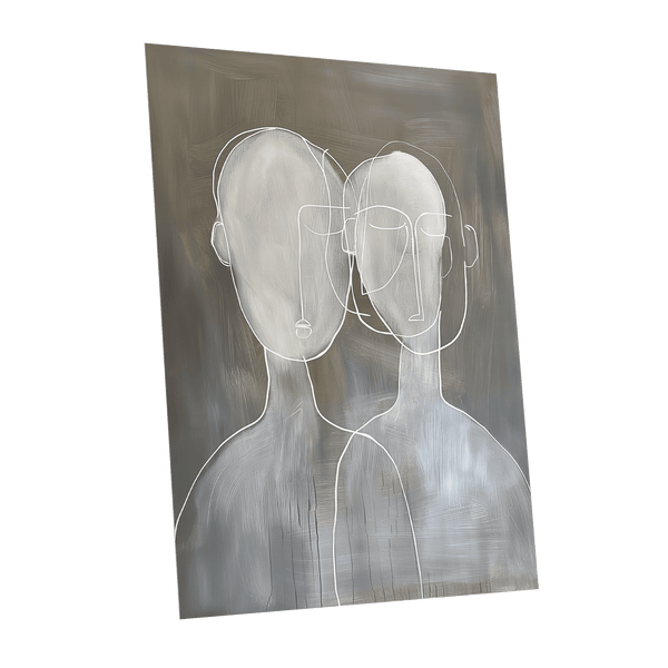 Quiet Convergence, gray, white minimalist wall art shown as a unframed poster wall art print