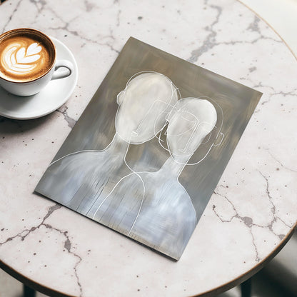 Quiet Convergence, gray, white minimalist wall art displayed in a styled interior, gallery view 3