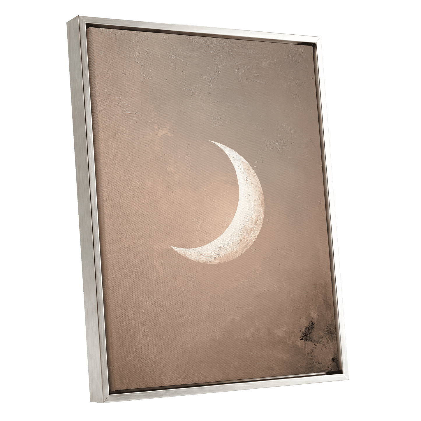 Quiet Crescent – silver framed canvas option