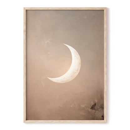 Quiet Crescent – beige, white, brown nature wall art, front view