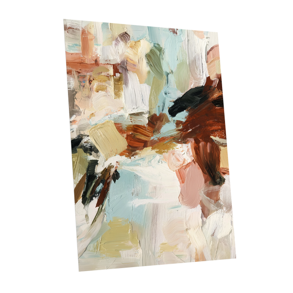 Quiet Earth in Blue, blue, white, brown abstract wall art shown as a unframed poster wall art print