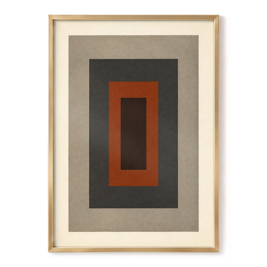 Quiet Ember, gray, black, orange minimalist wall art, front artwork view
