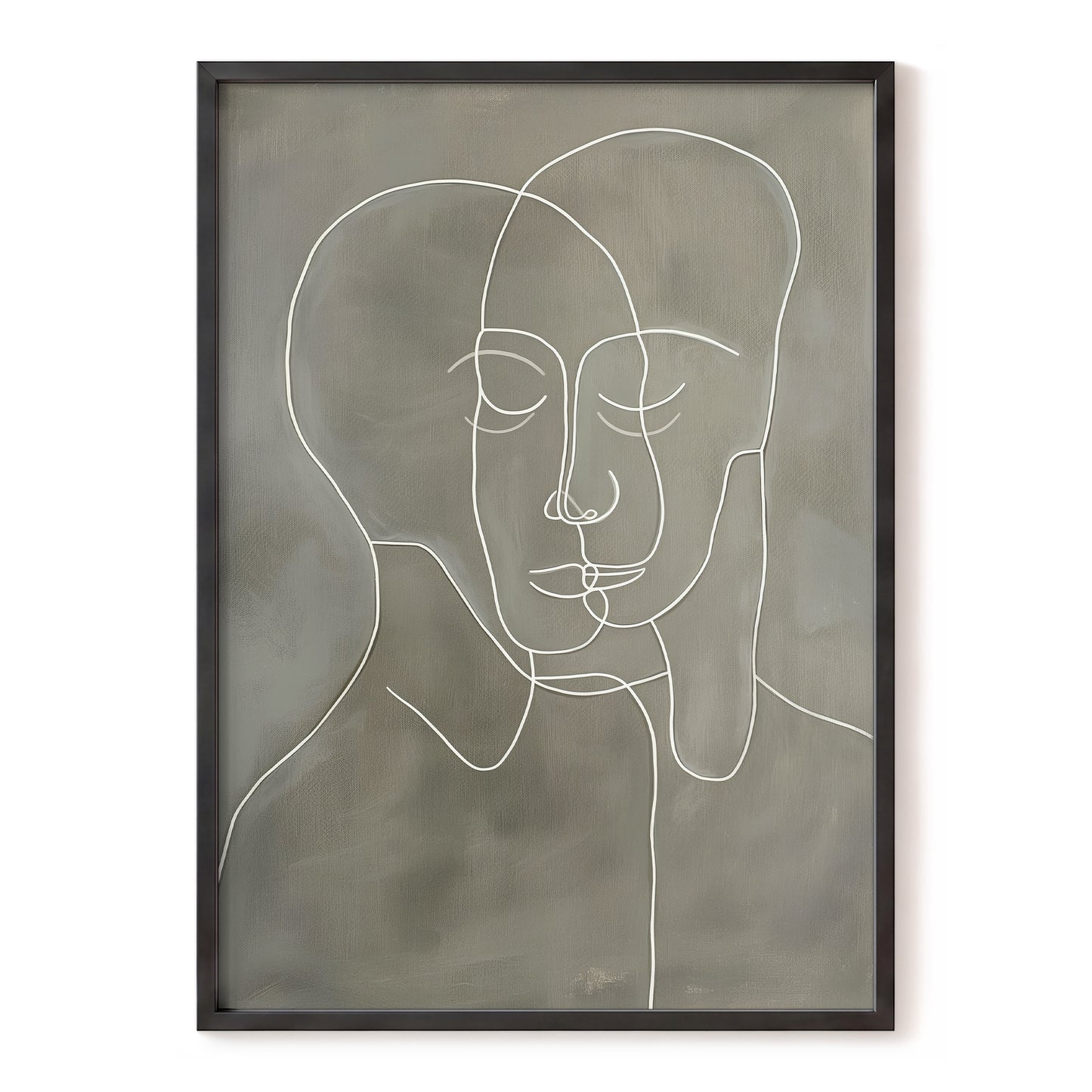 Quiet Entwined, white, gray minimalist wall art, front artwork view