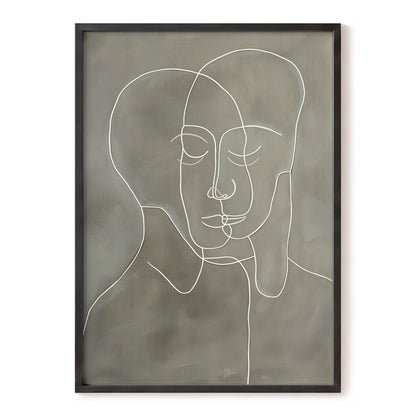 Quiet Entwined, white, gray minimalist wall art, front artwork view