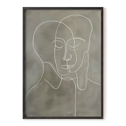 Quiet Entwined, white, gray minimalist wall art, front artwork view