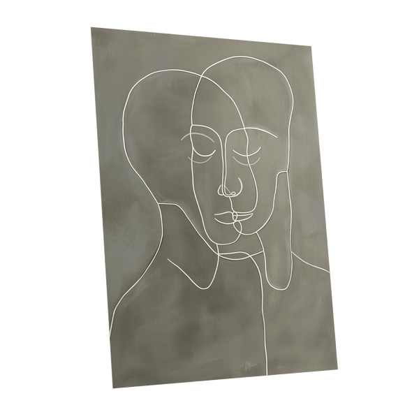 Quiet Entwined, white, gray minimalist wall art shown as a unframed poster wall art print