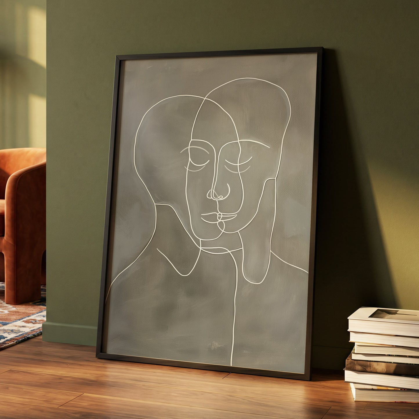 Quiet Entwined, white, gray minimalist wall art displayed in a styled interior, gallery view 4