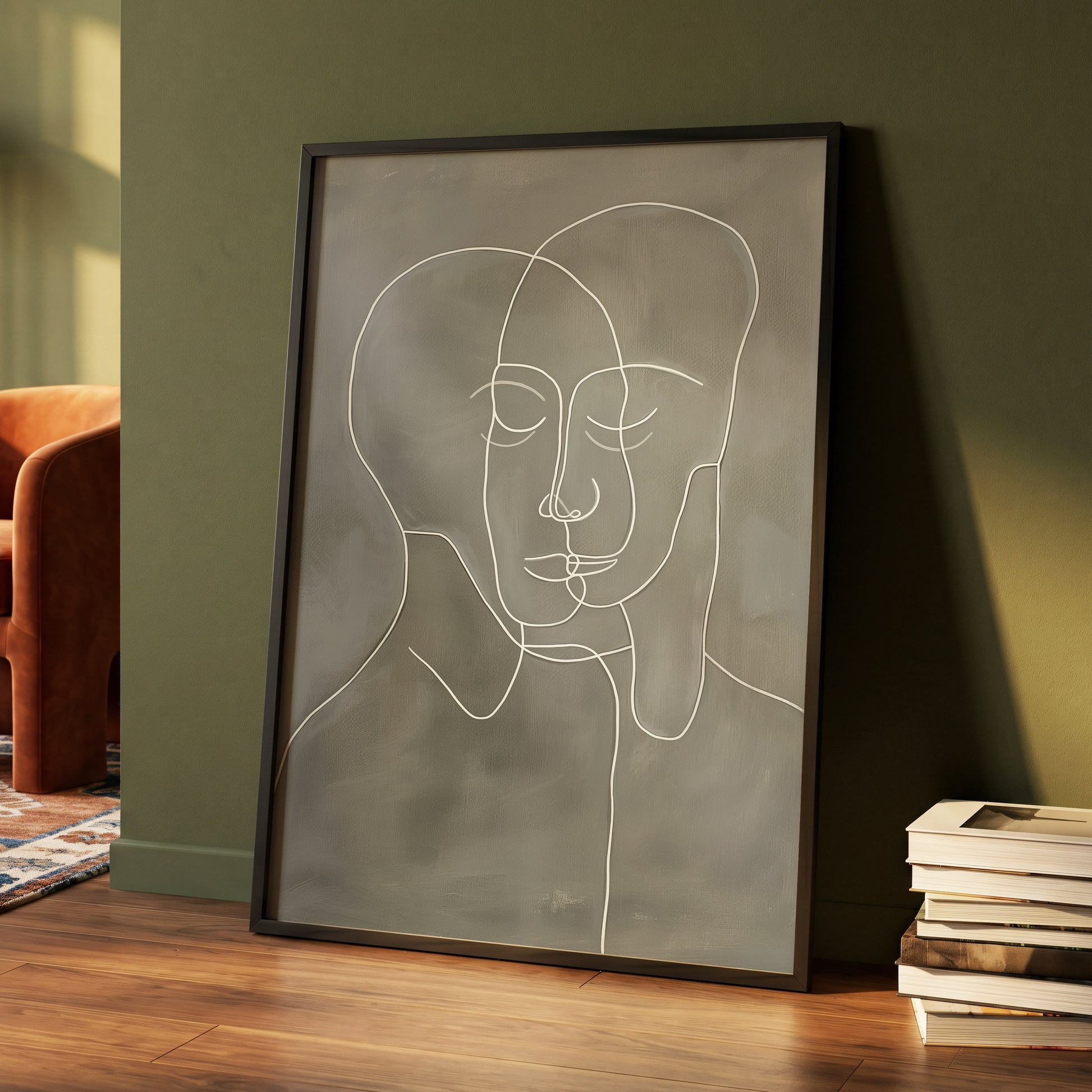 Quiet Entwined, white, gray minimalist wall art displayed in a styled interior, gallery view 4