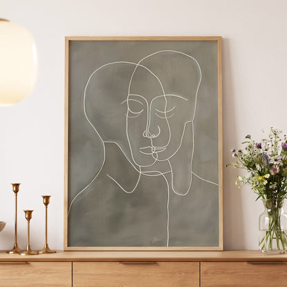 Quiet Entwined, white, gray minimalist wall art displayed in a styled interior, gallery view 5