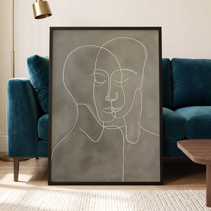 Quiet Entwined, white, gray minimalist wall art displayed in a styled interior, gallery view 6