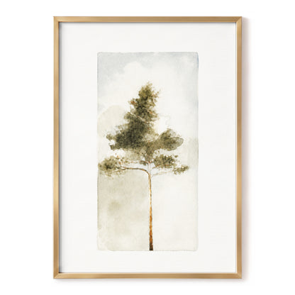 Quiet Evergreen, green, beige, white nature wall art, front artwork view