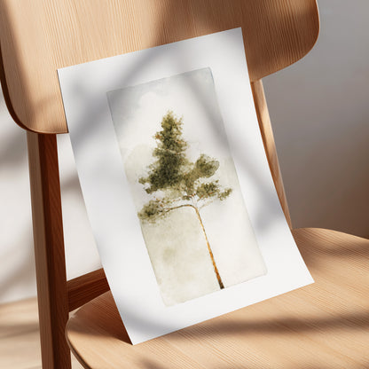 Quiet Evergreen, green, beige, white nature wall art displayed in a styled interior, gallery view 5