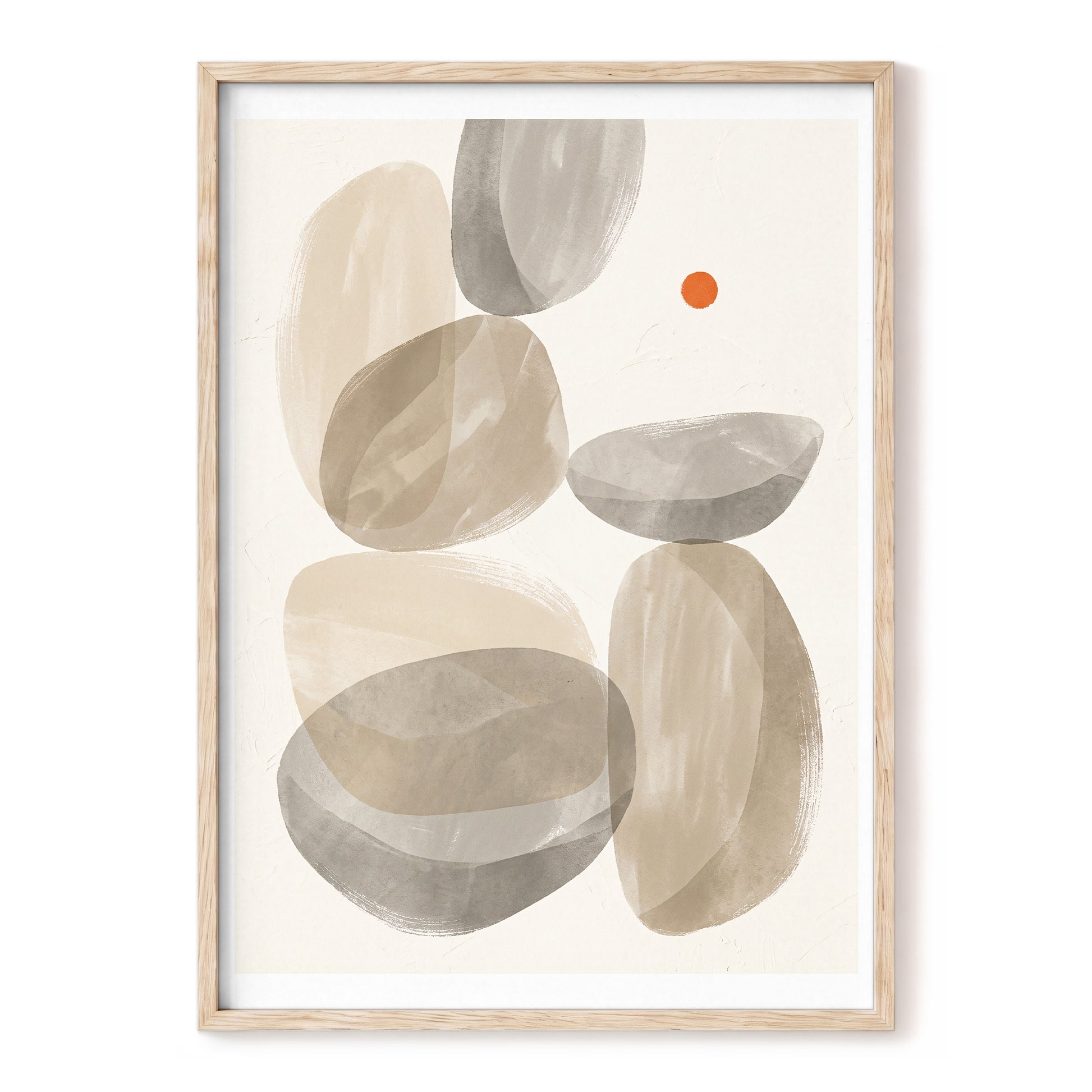 Quiet Forms in Ochre, beige, gray, orange abstract wall art, front artwork view