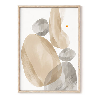 Quiet Forms in Ochre, beige, gray, white abstract wall art, front artwork view