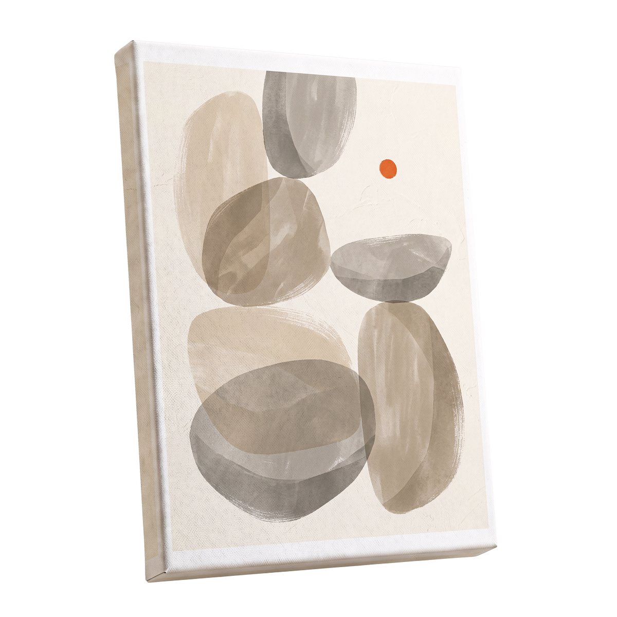 Quiet Forms in Ochre, beige, gray, orange abstract wall art shown as a stretched canvas wall art