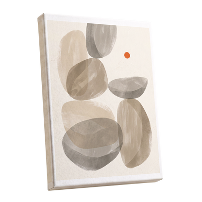 Quiet Forms in Ochre, beige, gray, orange abstract wall art shown as a stretched canvas wall art